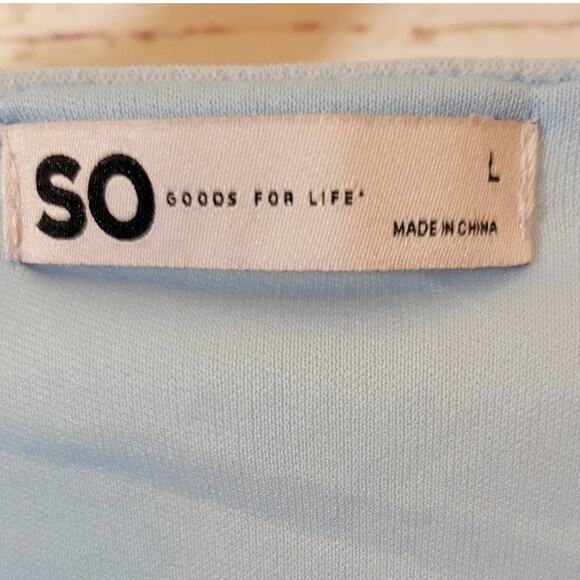 NEW SO Bodysuit Light Blue Top v-neck Wrap snap closure Size Large - Picture 8 of 11